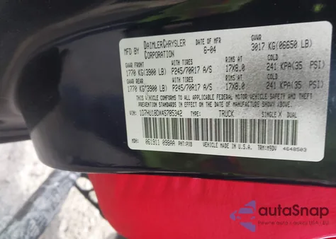 2004 Dodge Ram 1500 Slt/Laramie из США, поврежденный, VIN 1D7HU18DX4S785342